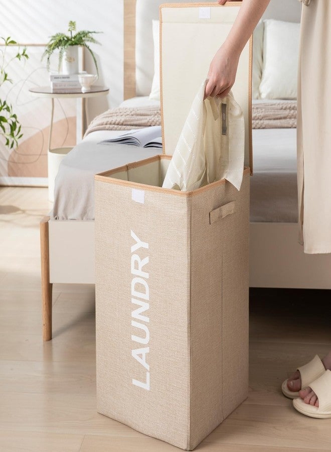 ZOVIRA 75L Laundry Basket for Clothes Non Woven Laundry Bin Laundry Bags for Clothes Freestanding Clothes Storage Organizer for Bedroom Basket for Clothes Cloth Bin Bag (Beige) - Image 5